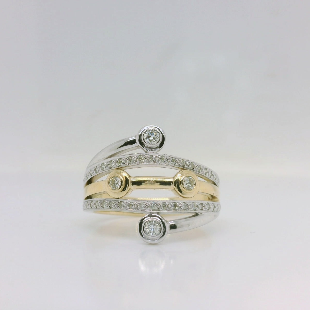 Two-Tone Diamond Crossover Ring