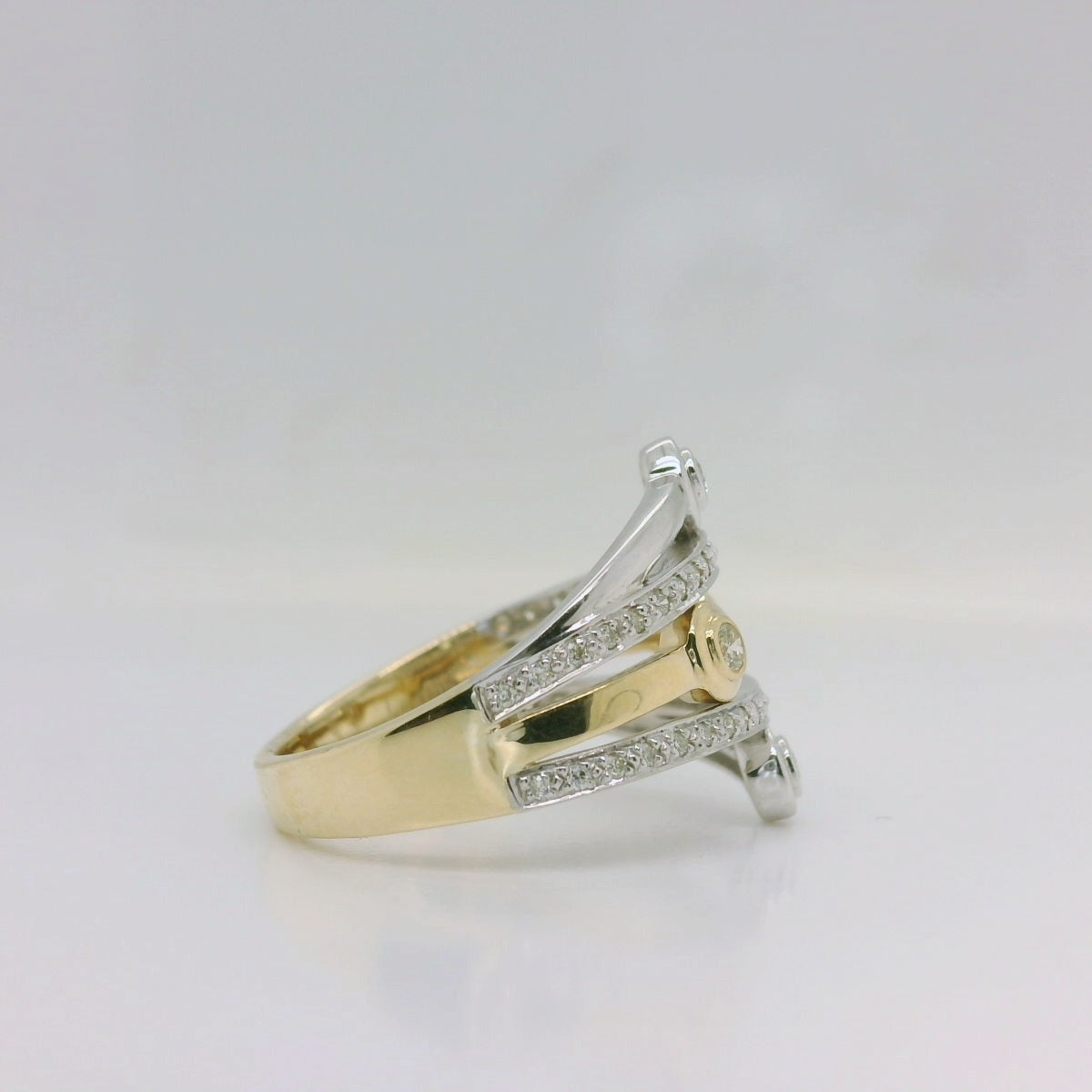 Two-Tone Diamond Crossover Ring