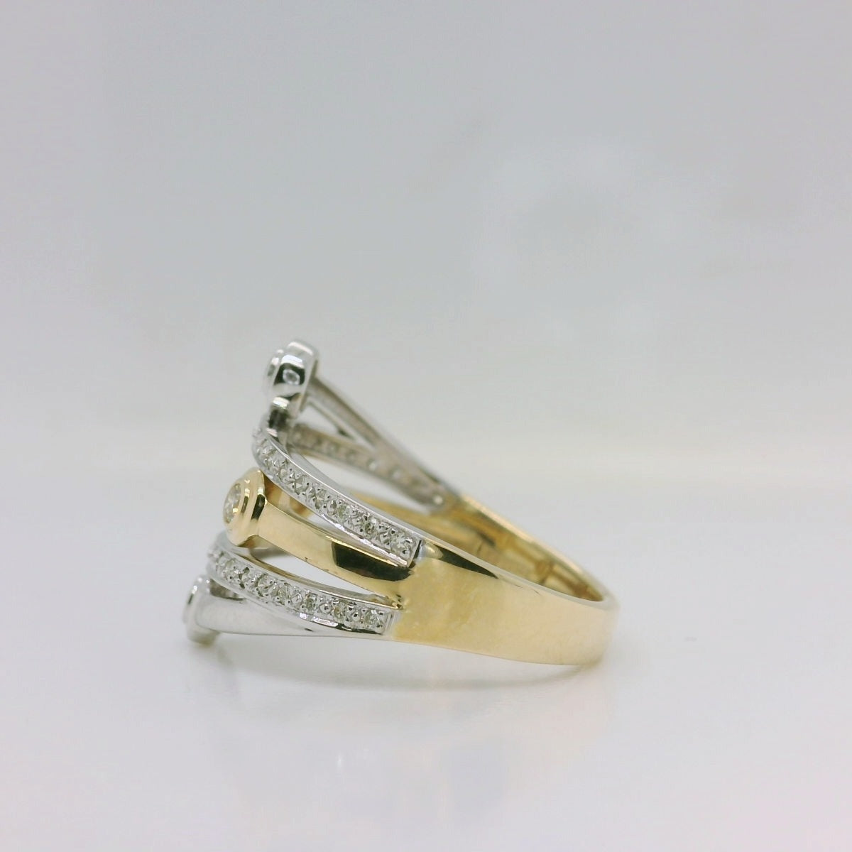 Two-Tone Diamond Crossover Ring