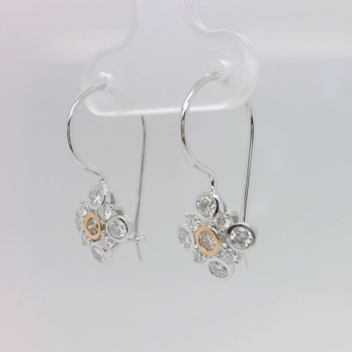 Pink Diamond Cluster Earrings