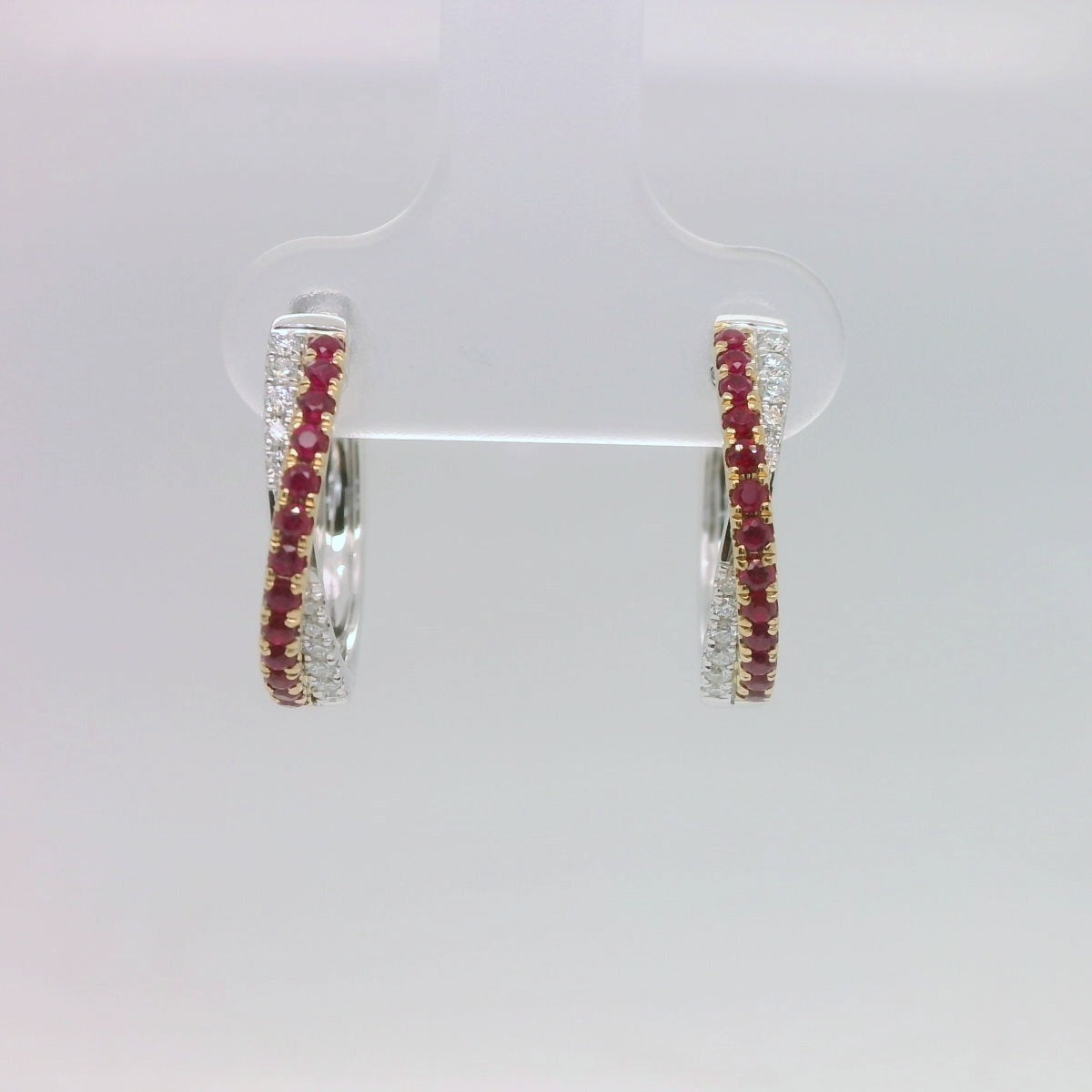 Ruby & Diamond Crossover Hoops