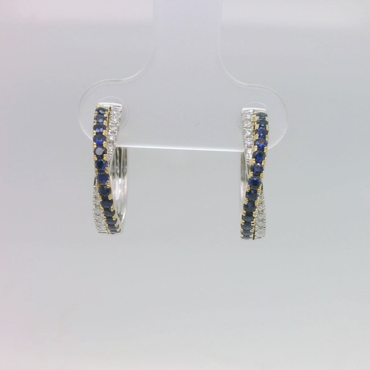 Sapphire & Diamond Crossover Hoops