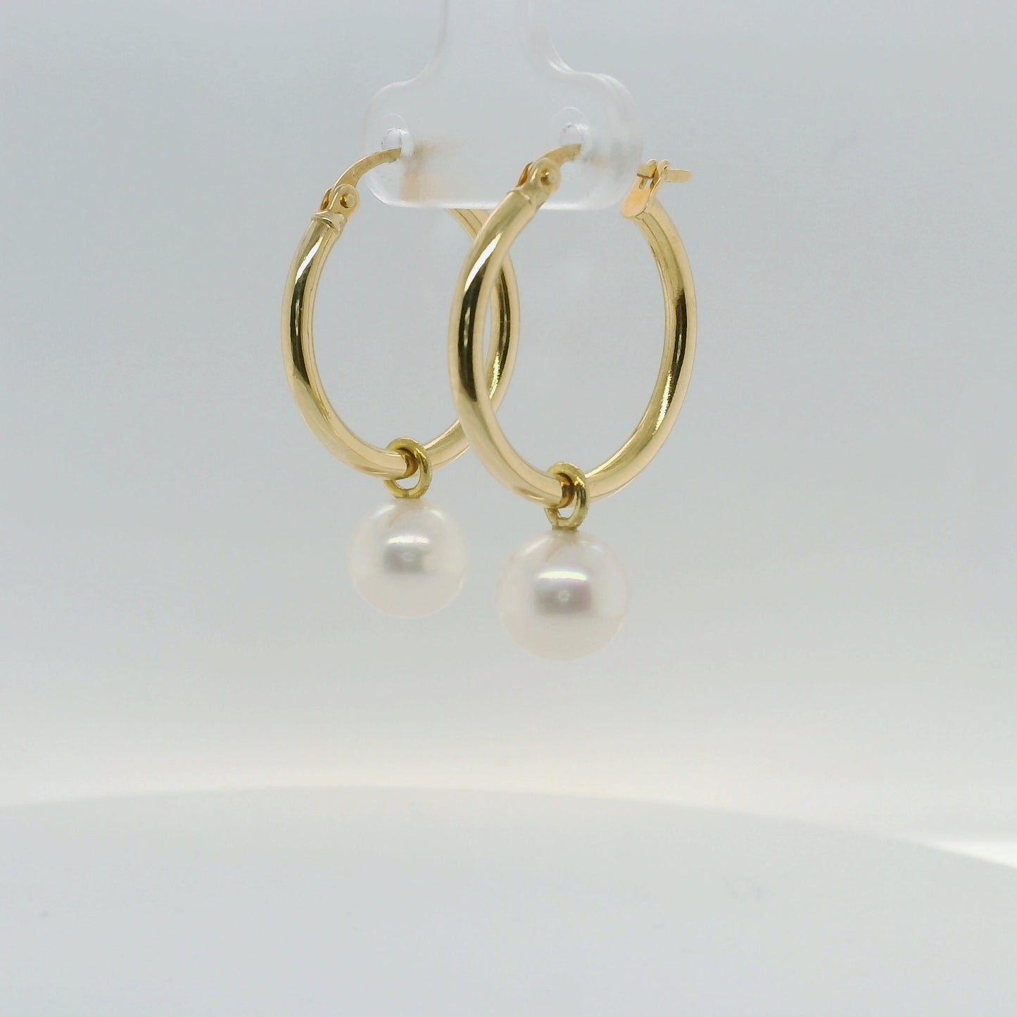 Gold Pearl Hoop Earrings