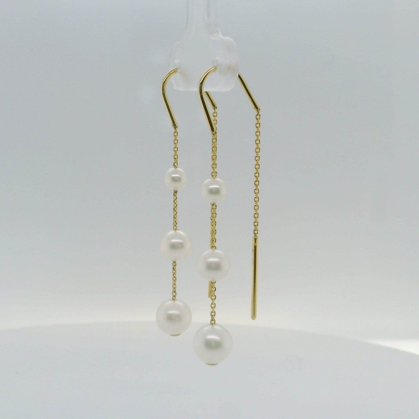 Gold & Pearl Threader Drop Earrings
