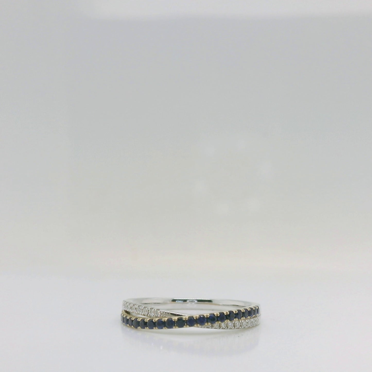Sapphire & Diamond Crossover Ring