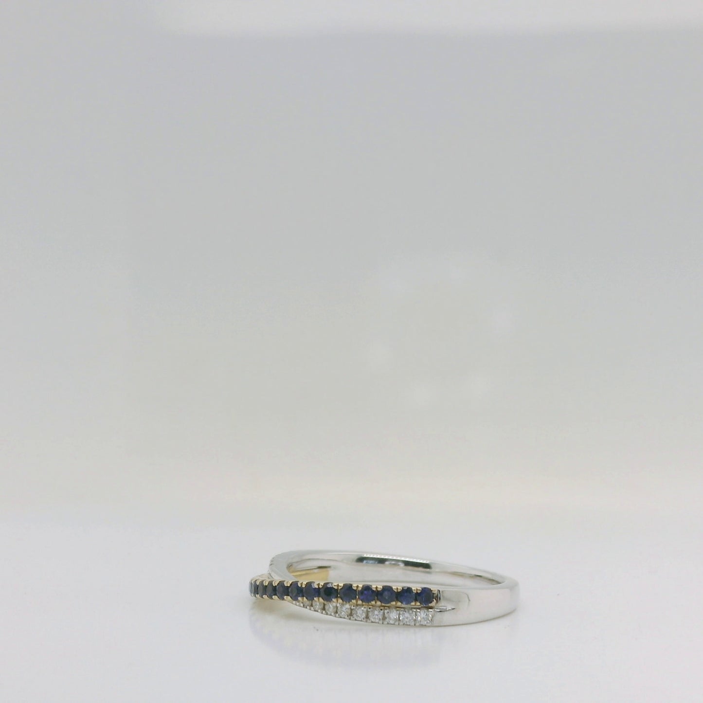 Sapphire & Diamond Crossover Ring