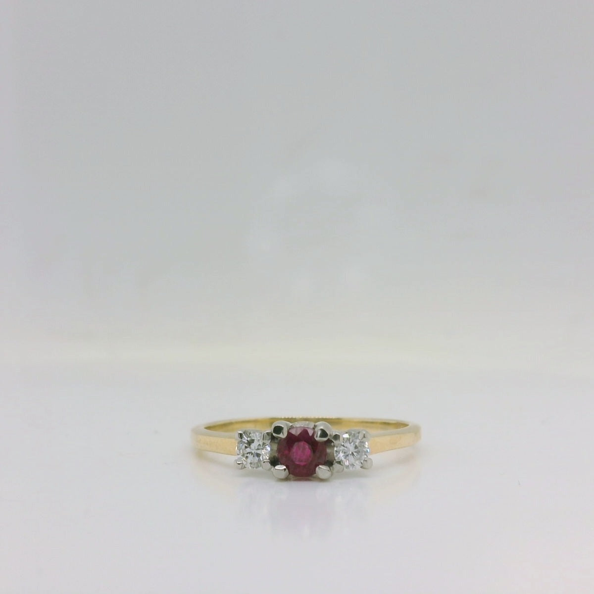 Three stone Ruby Diamond Ring