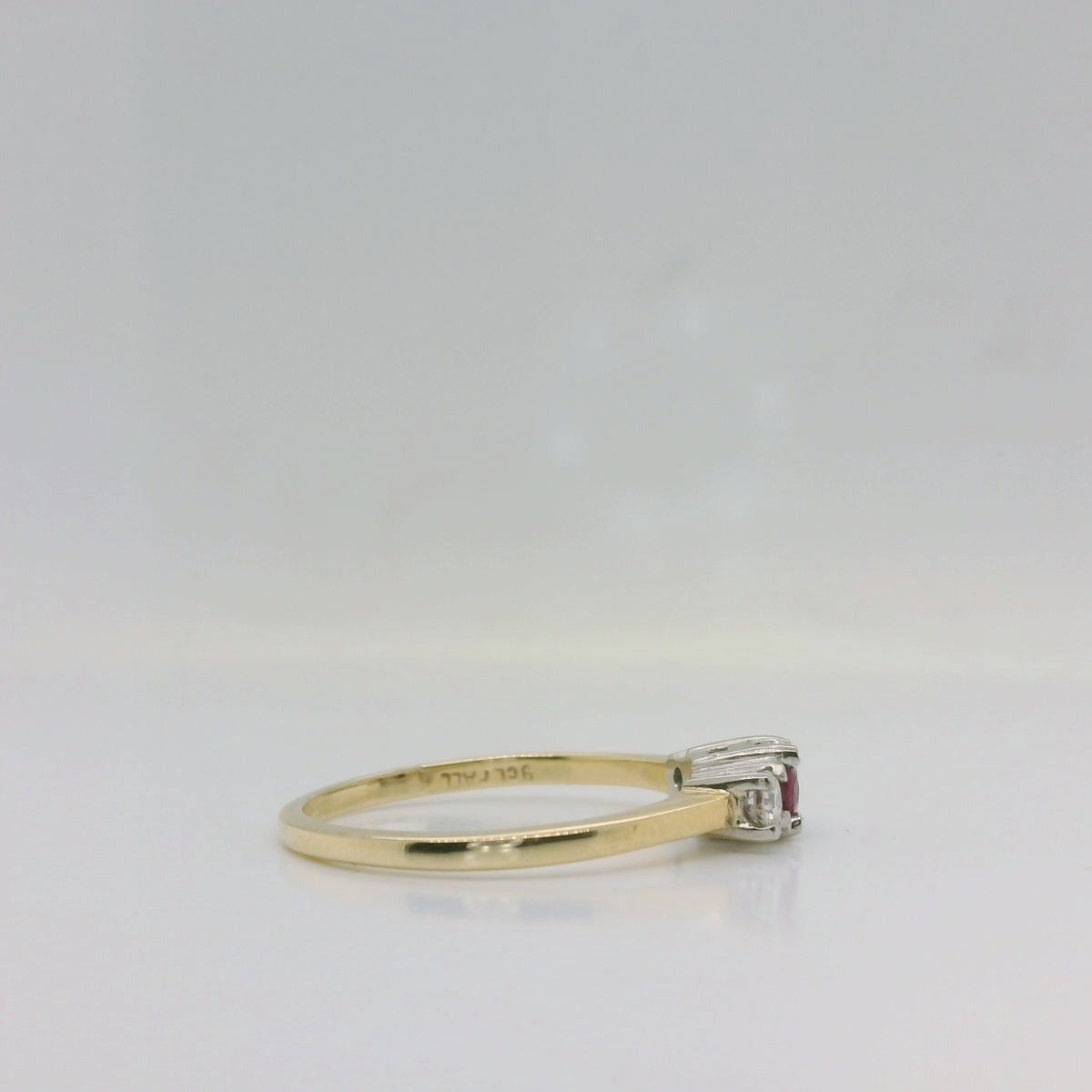 Three stone Ruby Diamond Ring