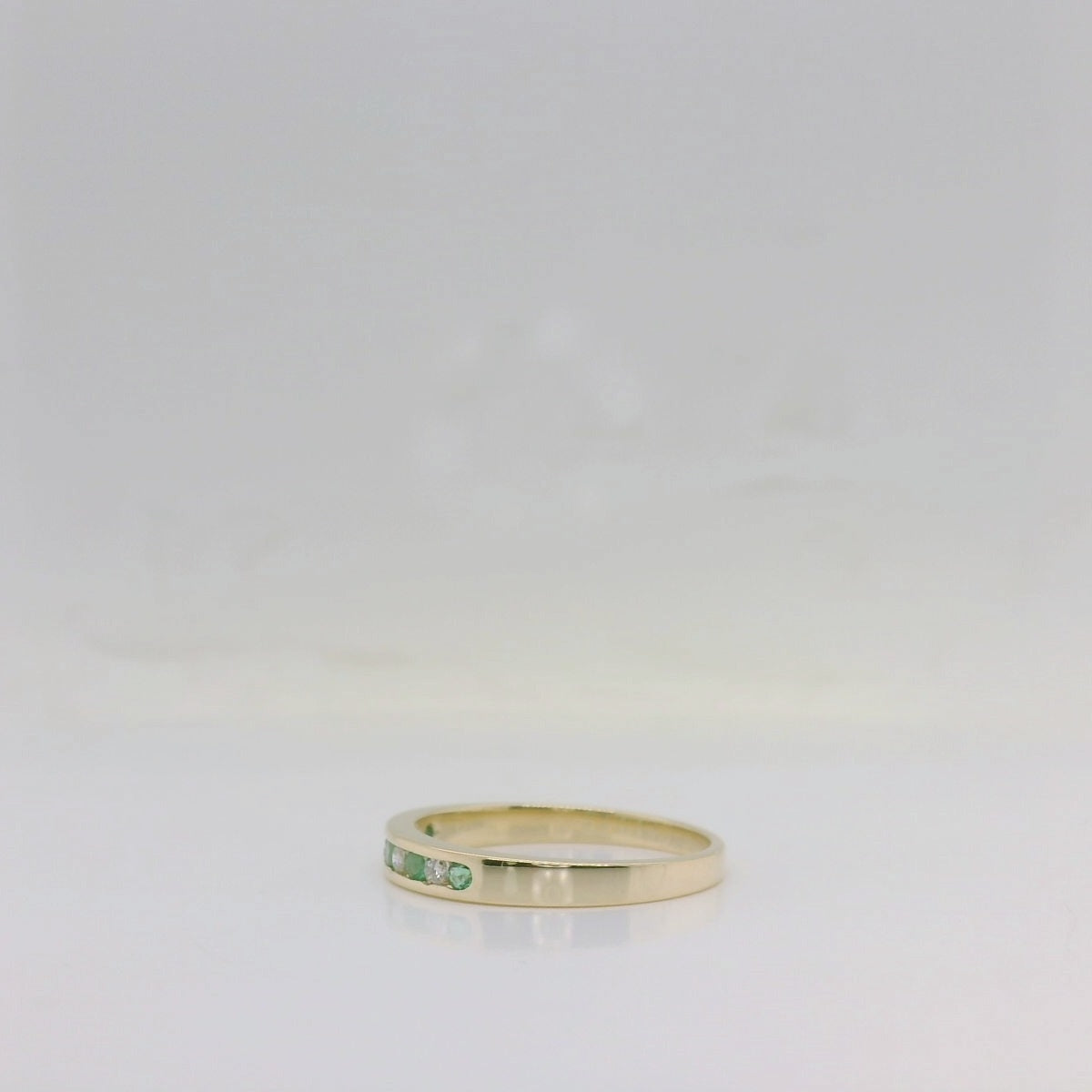 Emerald & Diamond Channel Ring