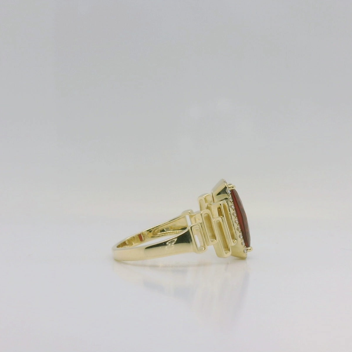 Garnet & Diamond Rectangle Ring