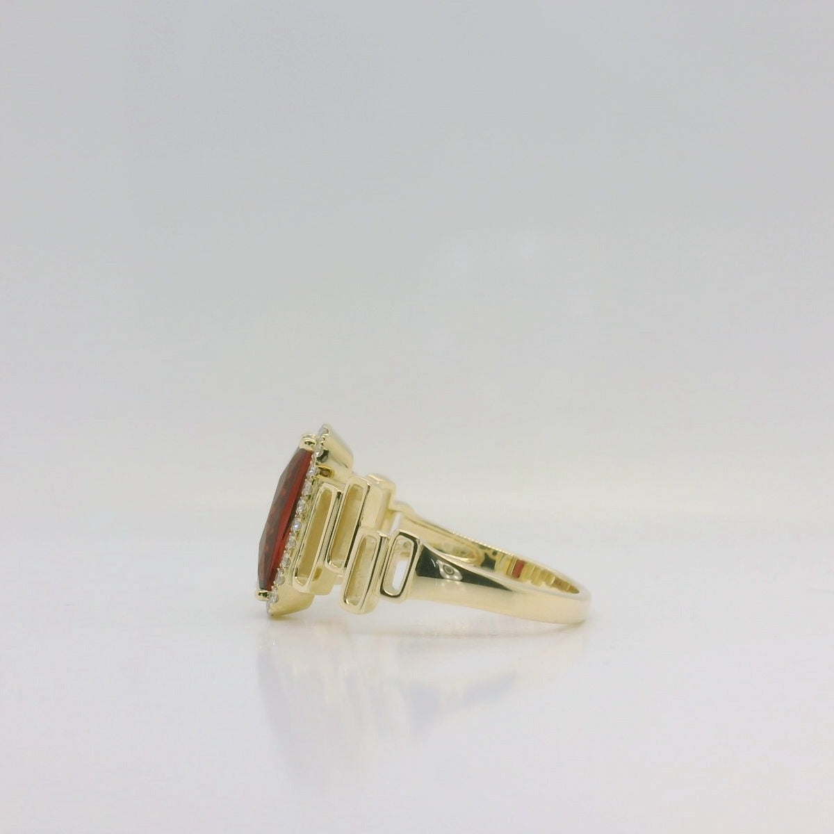 Garnet & Diamond Rectangle Ring