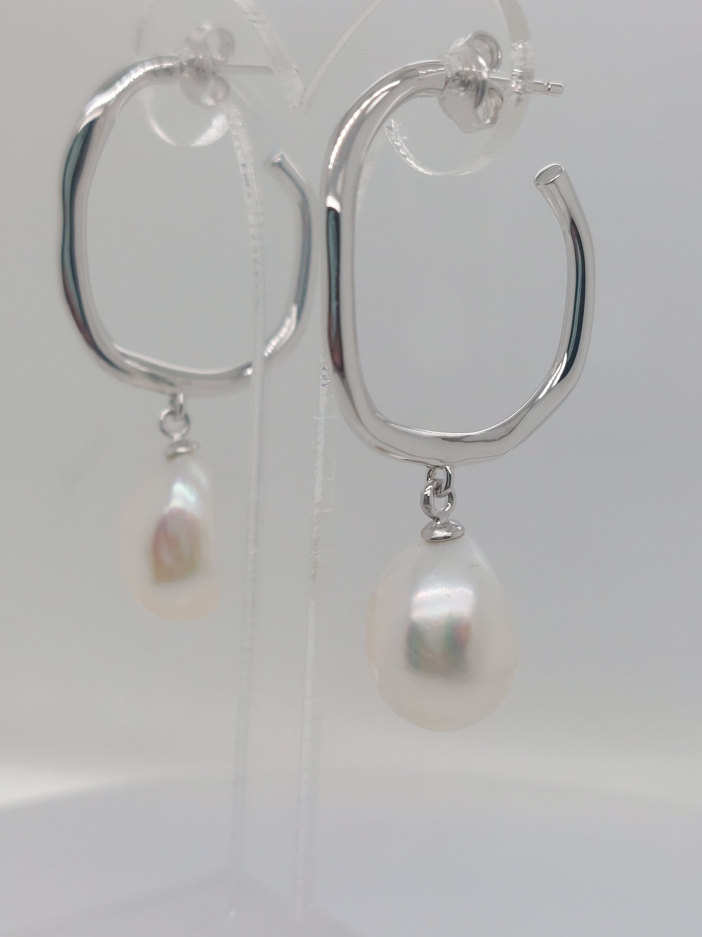 Pearl Drop Hoops