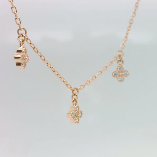 Rose Tone Clover Necklace