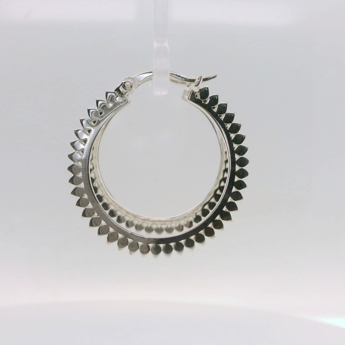 Silver Petal Hoop Earrings