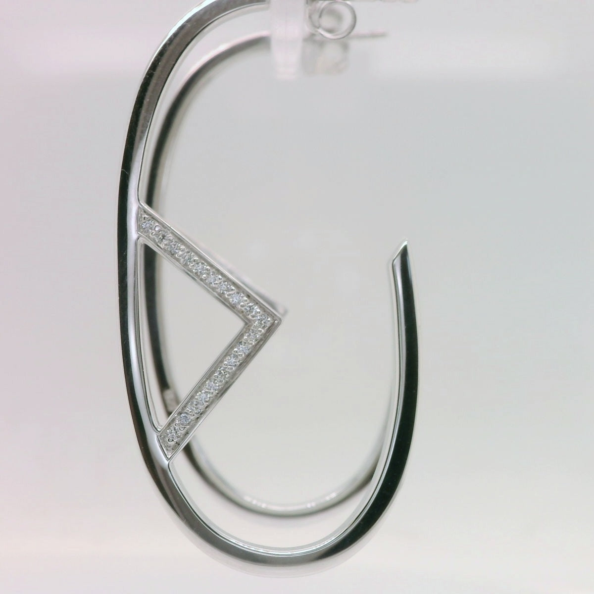 Silver Oval Triangle CZ Studs