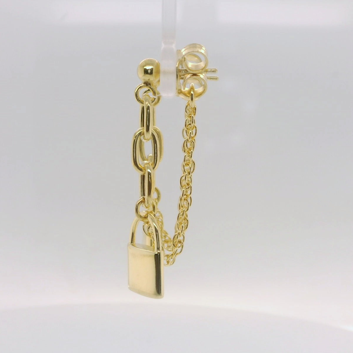 Yellow Love Lock Chain Earring