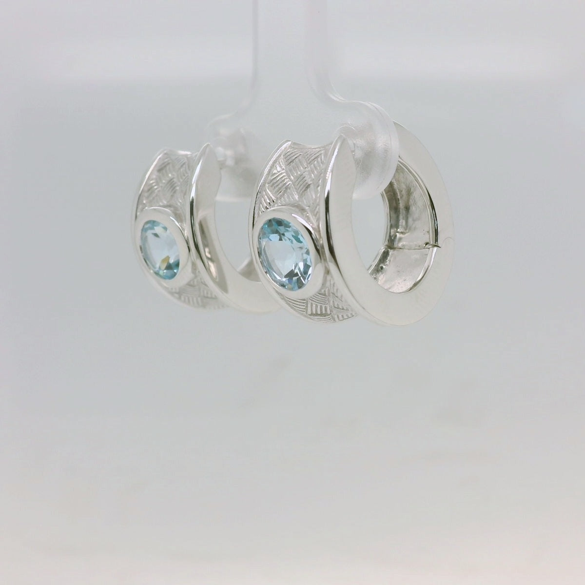 Textured Topaz Huggies