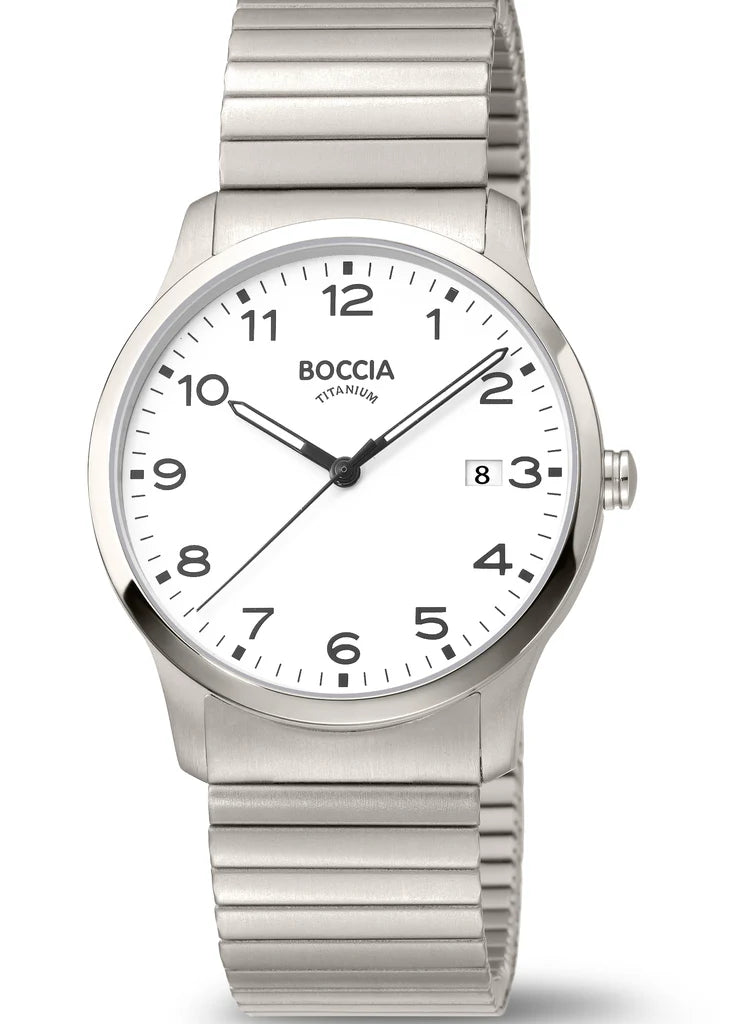 BOCCIA Gents White Dial Expanding Watch