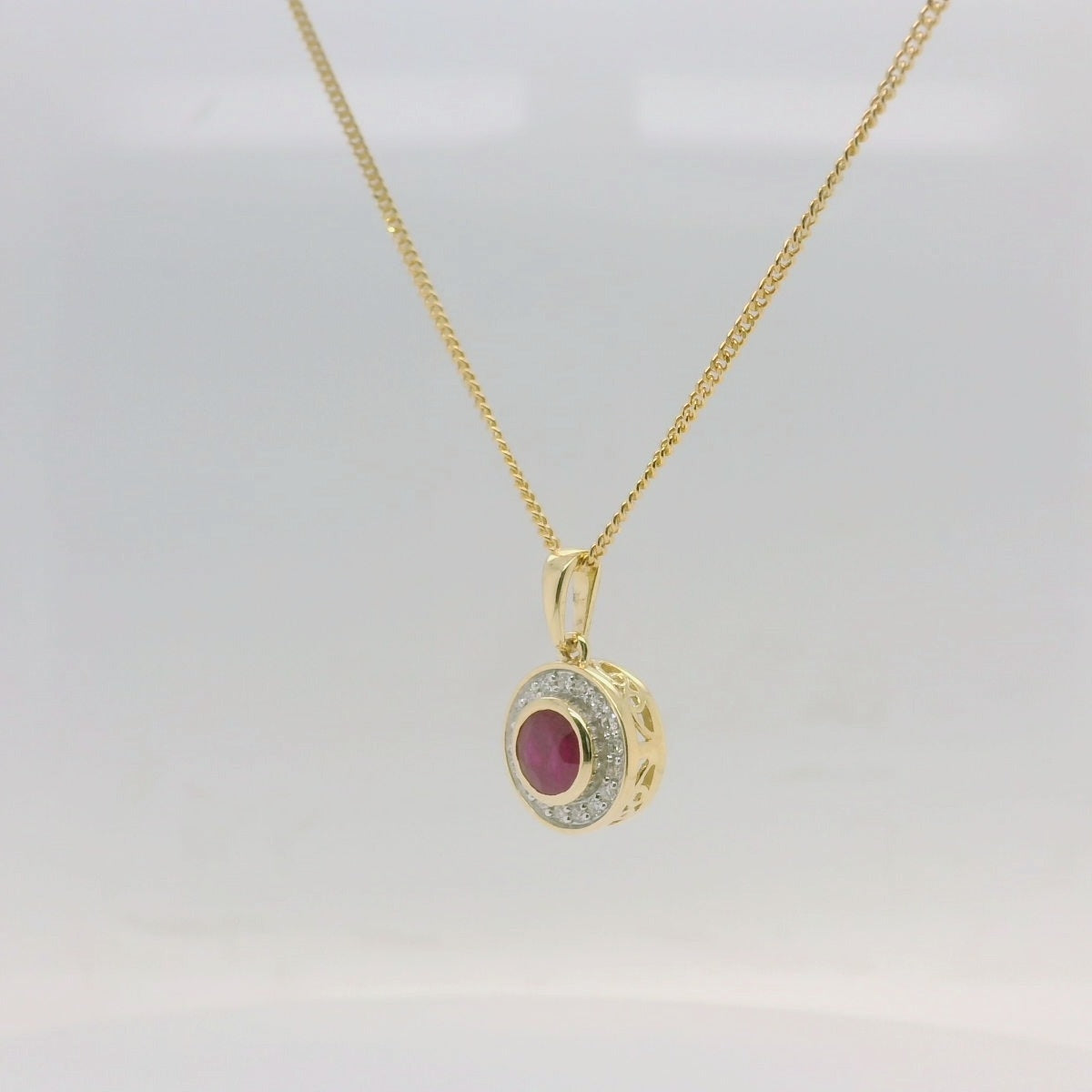 Ruby & Diamond Cluster Pendant