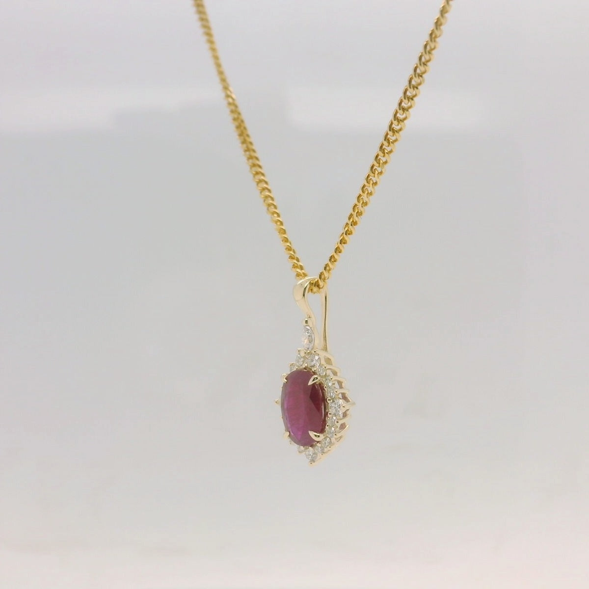 Ruby Diamond Cluster Pendant