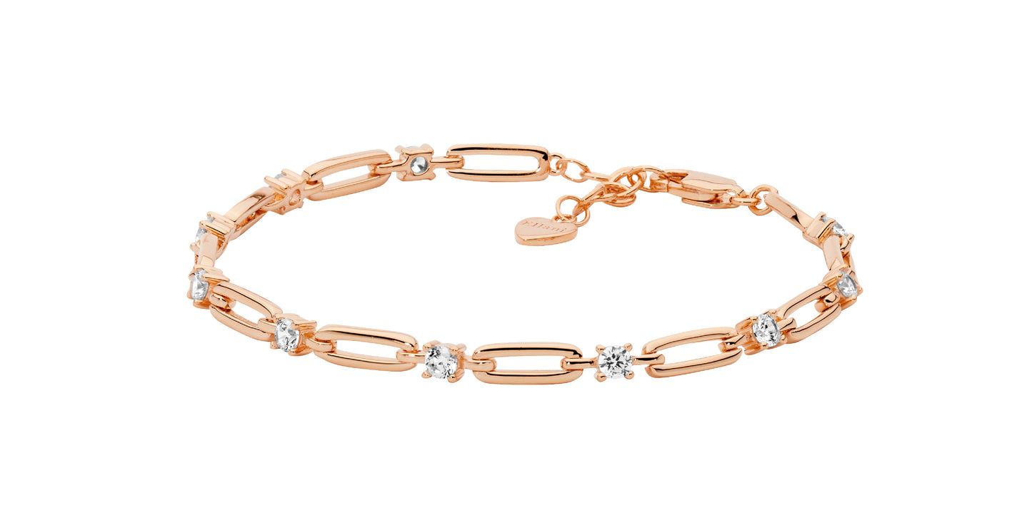 Rose Oval Open Link CZ Bracelet
