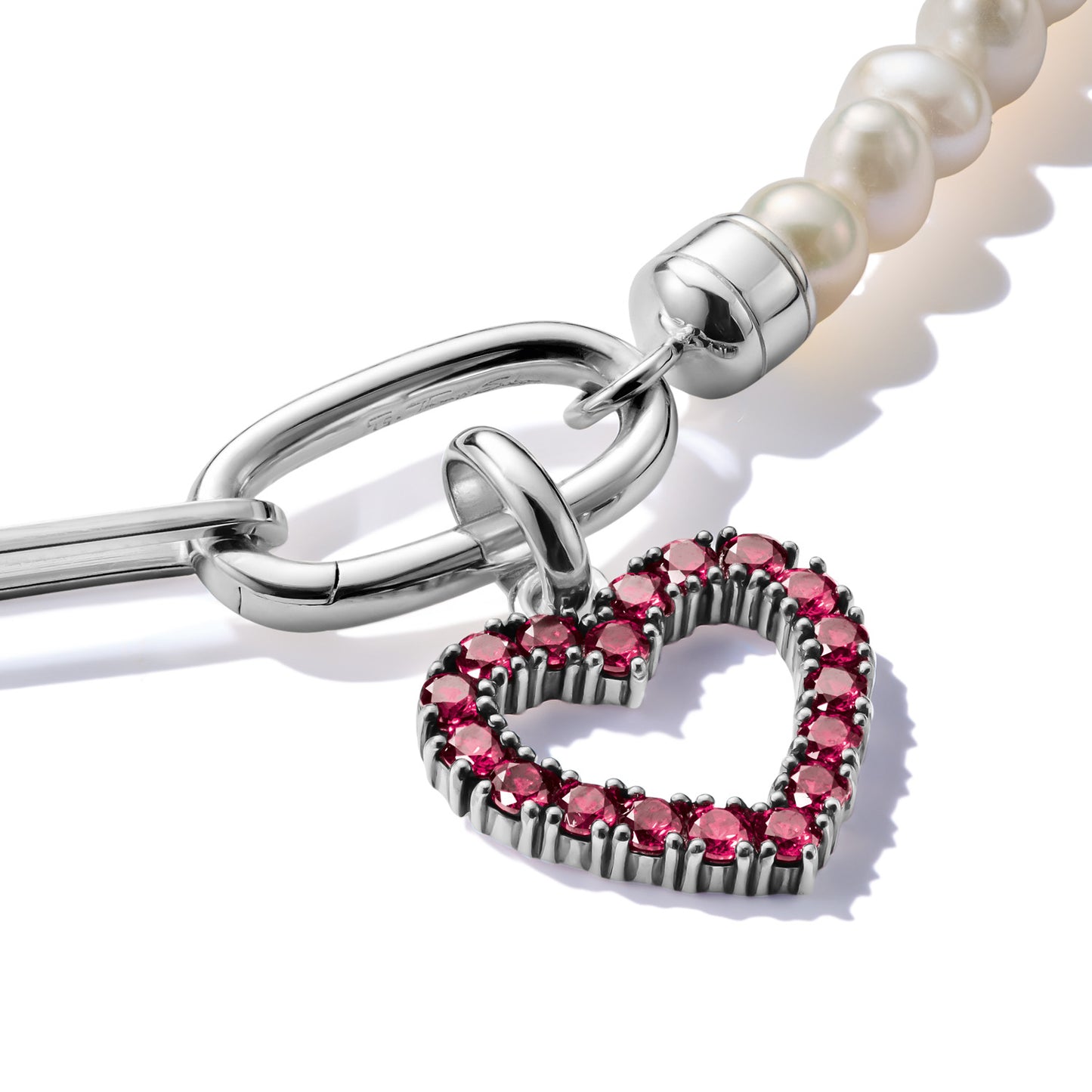Connect Charm Heart with White Stones