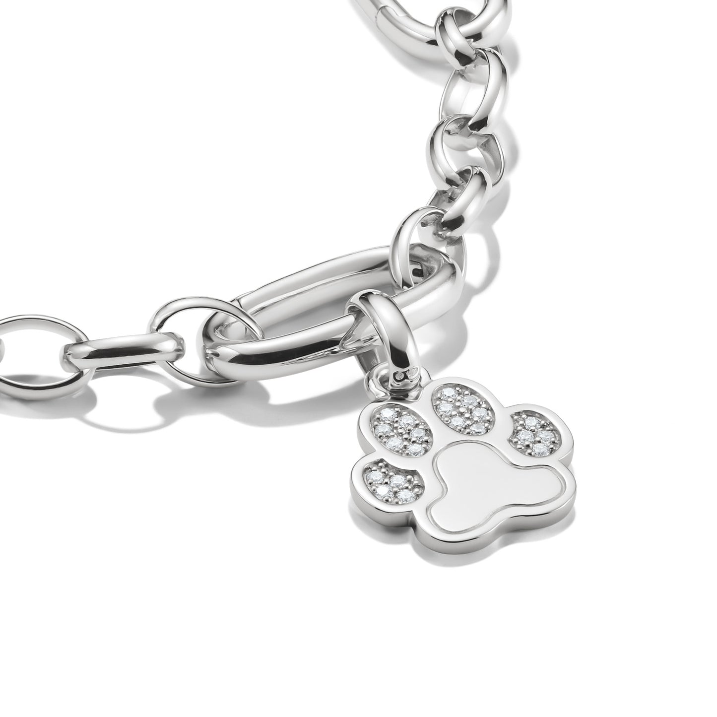 Connect Charm Paw with Stones Silver