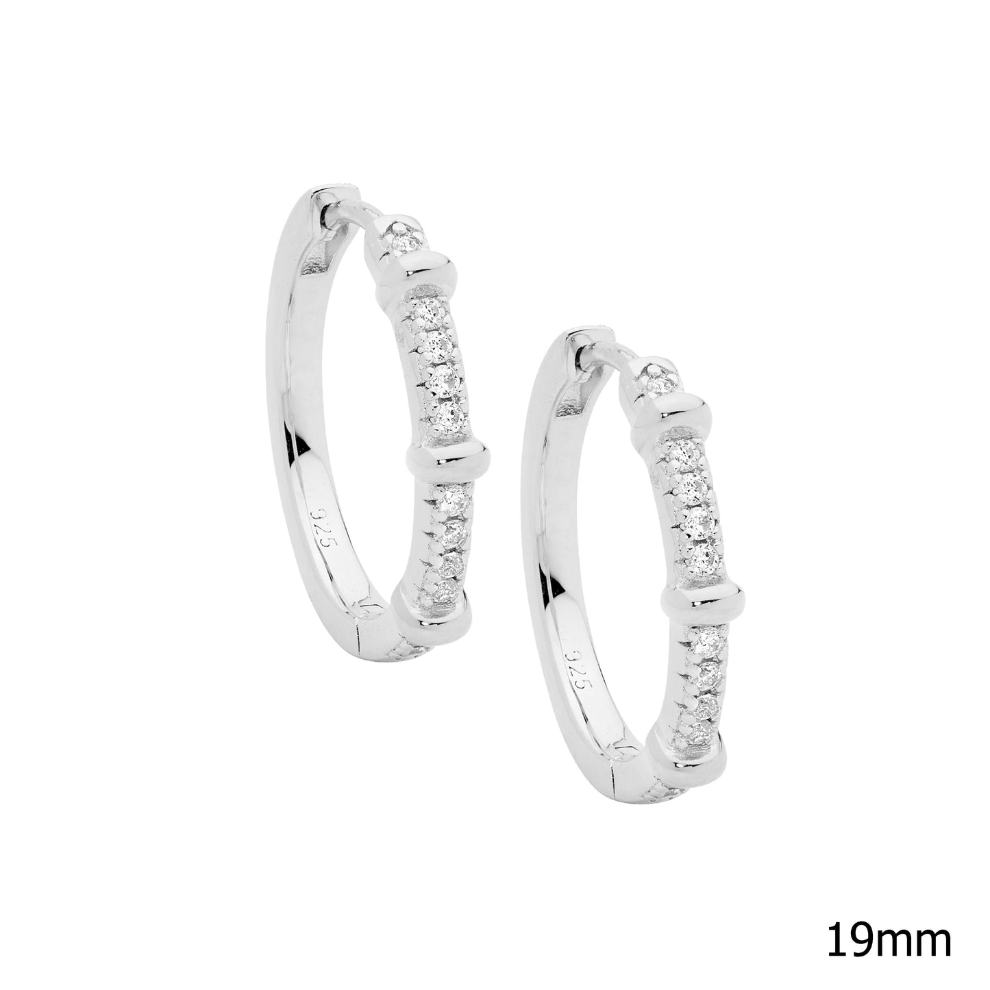 Silver CZ Huggie with Band Feature