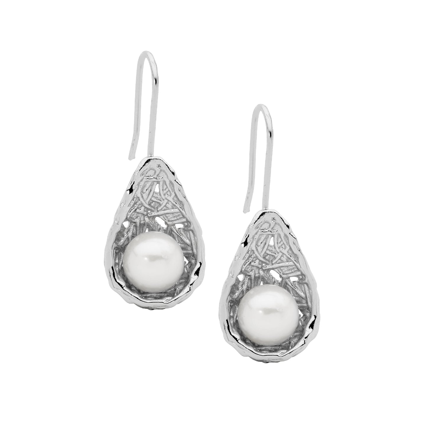 Pearl Basket Drop Earrings