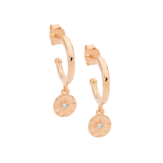 Rose Star Disk Earrings