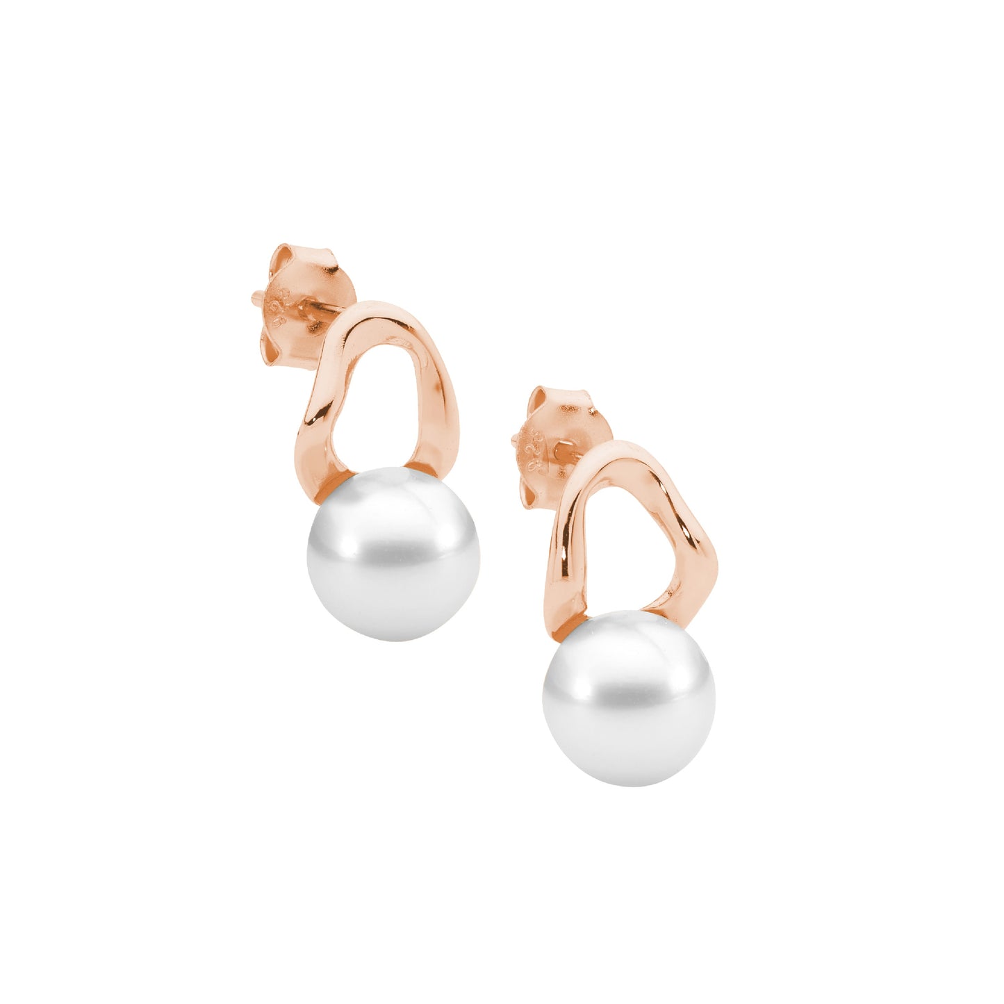 Rose Open Wave Pearl Earrings