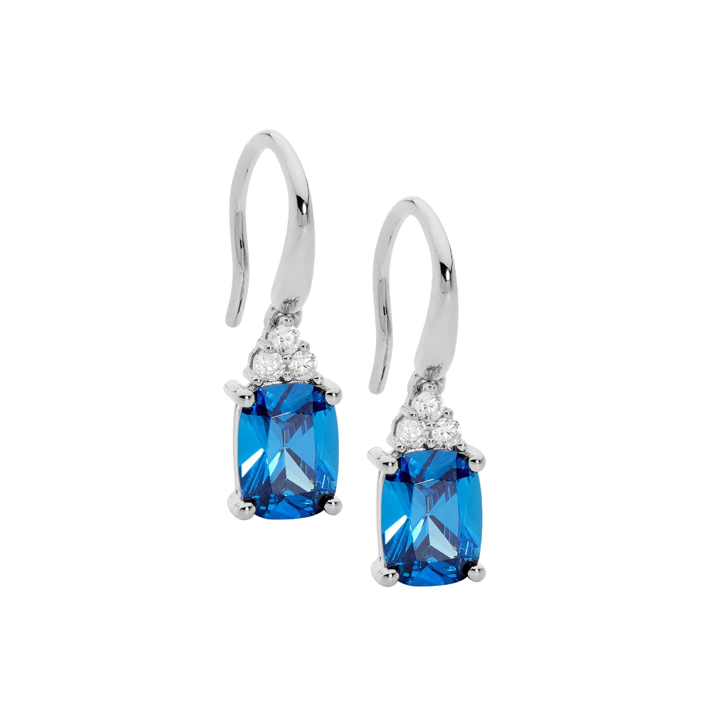 Blue & White Cubic Zirconia Drop Earrings