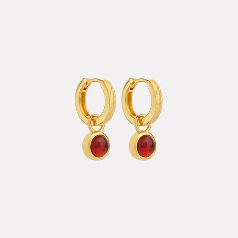 Solace Yellow Gold Plated Garnet Huggie Earrings