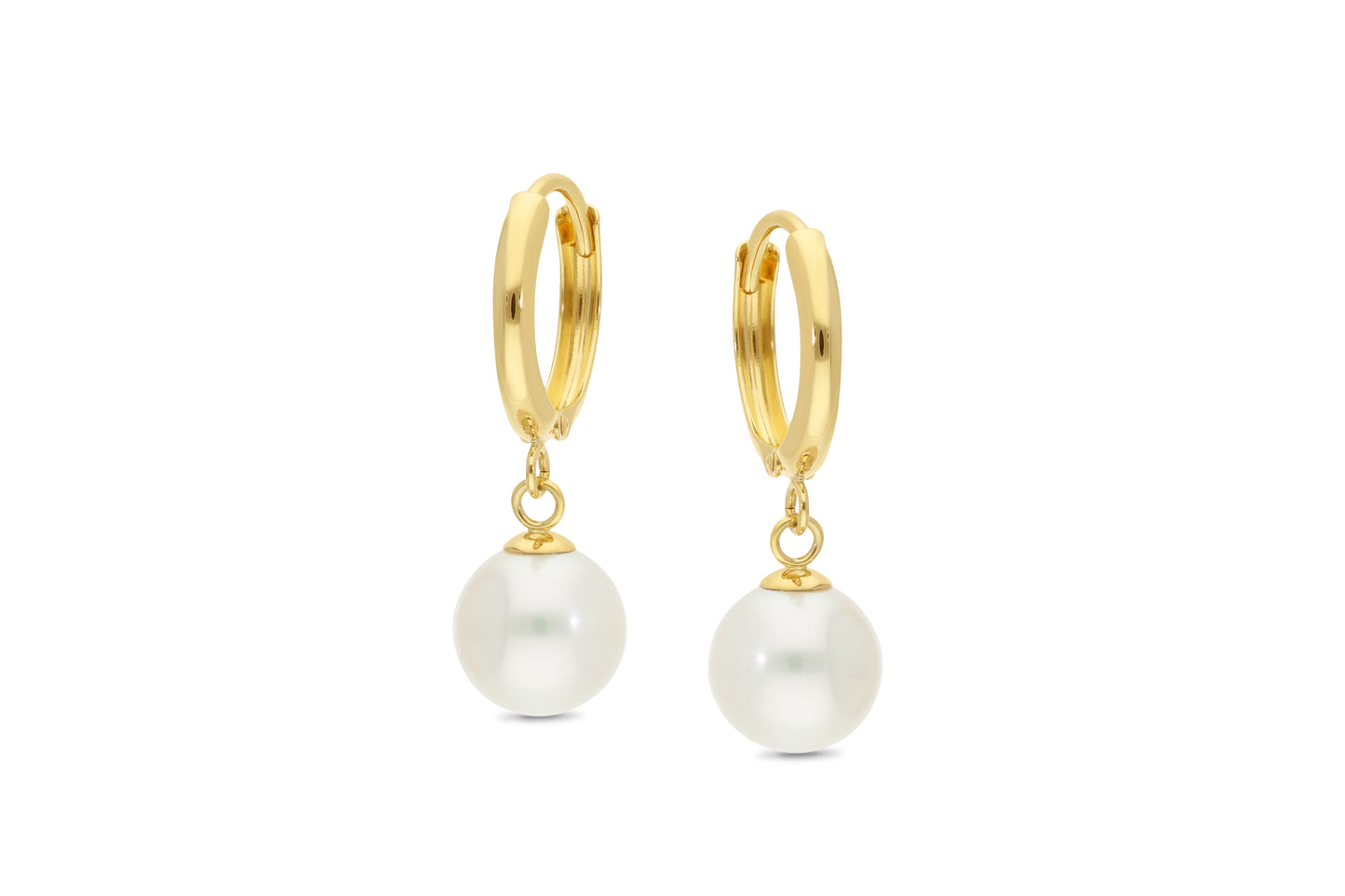 Small Pearl Huggies - Gold