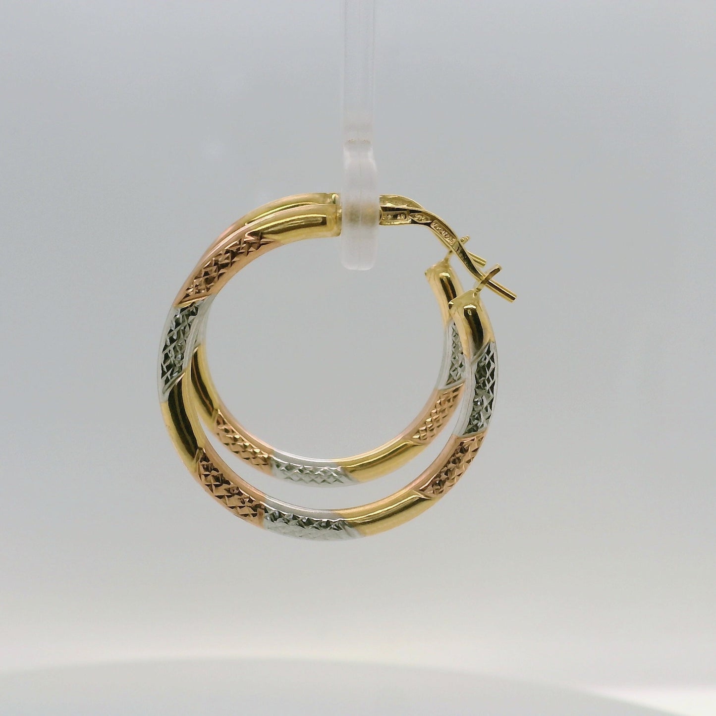 Tri-tone Faceted Hoops