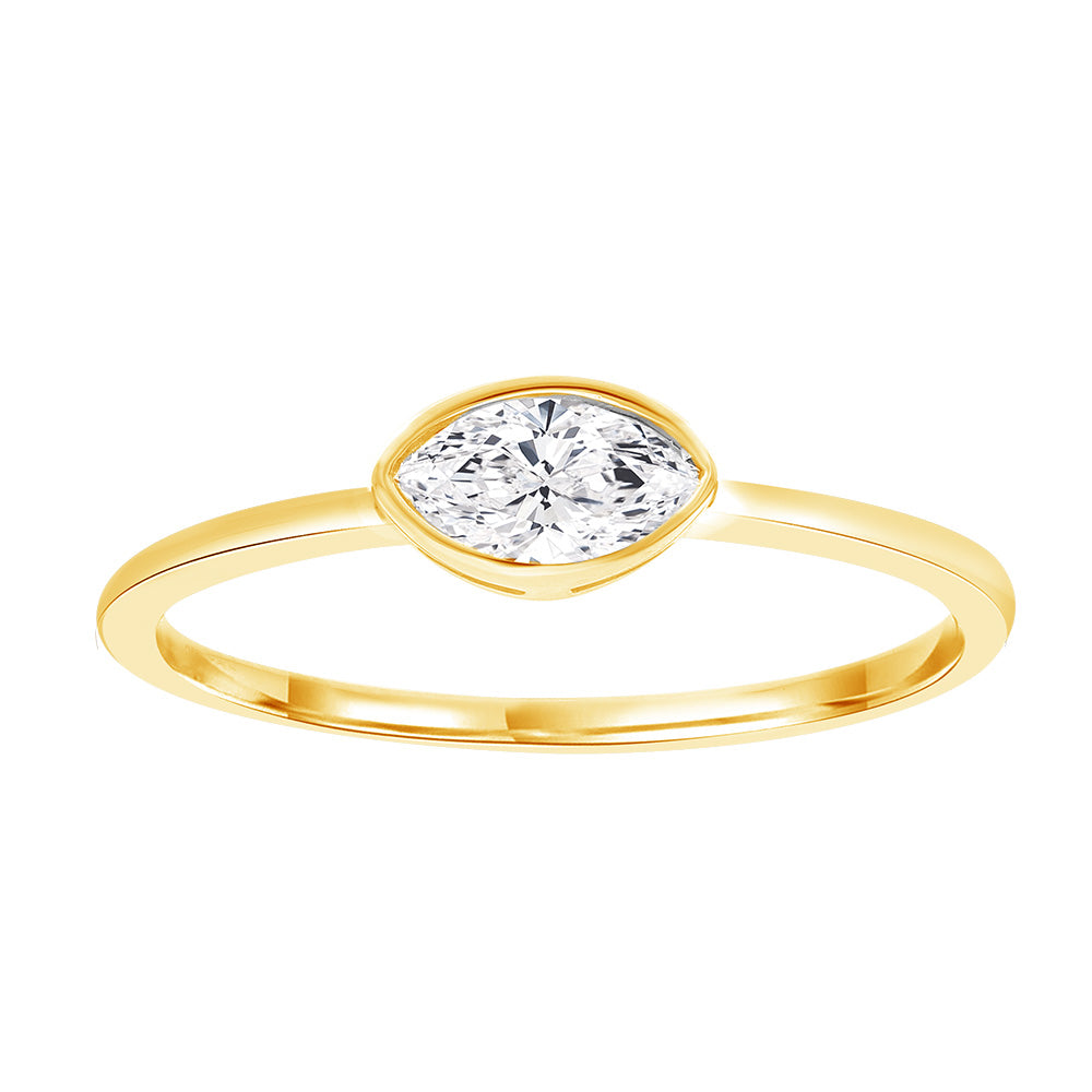 Marquise Lab Diamond Ring - Yellow Gold