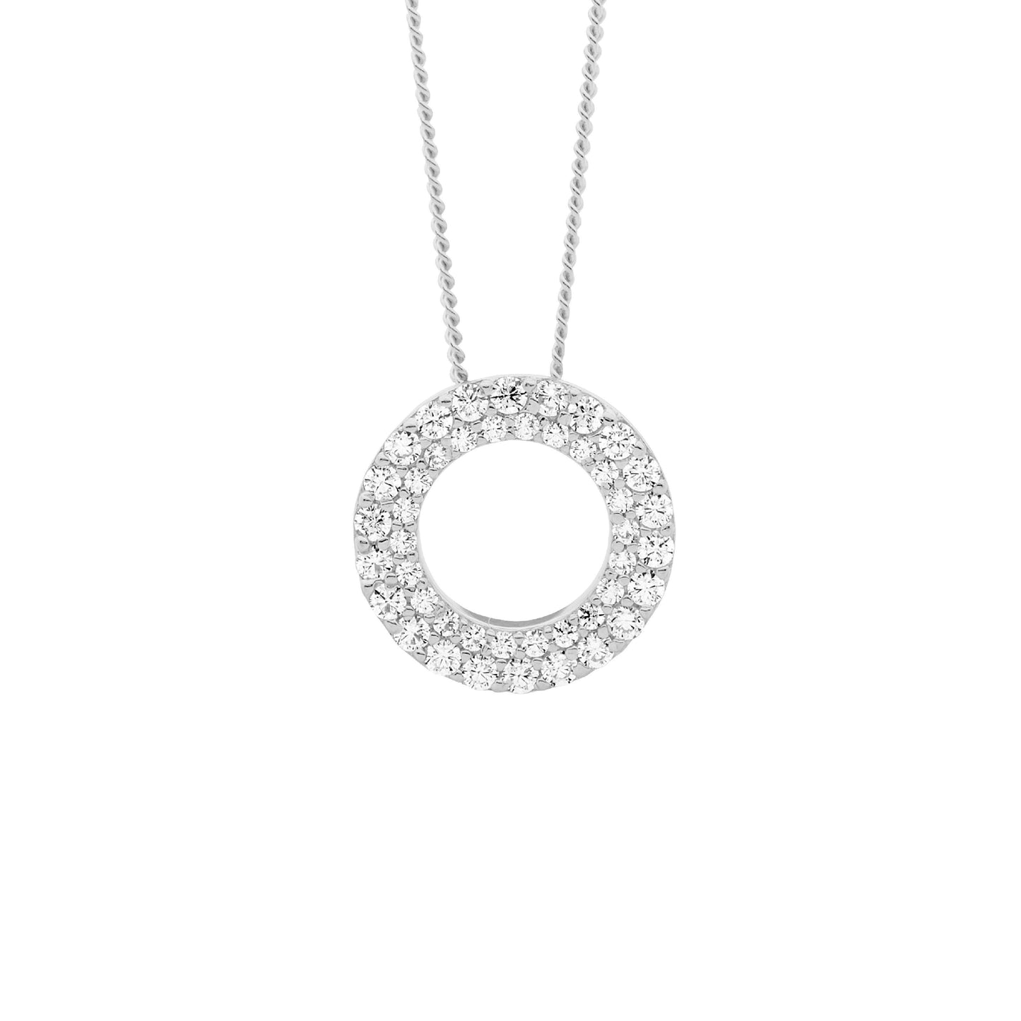 Silver Double Row CZ Necklace