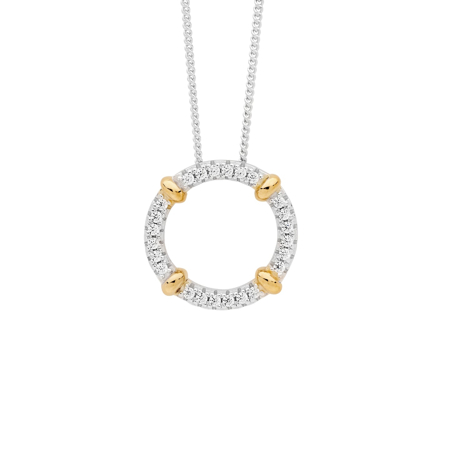 Yellow Open Circle CZ with Bands Necklace