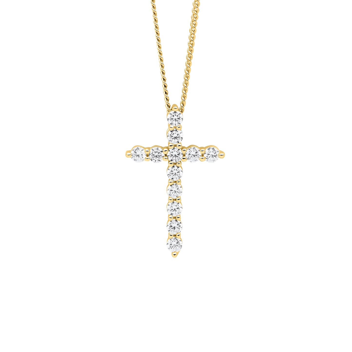 Yellow CZ Cross Necklace