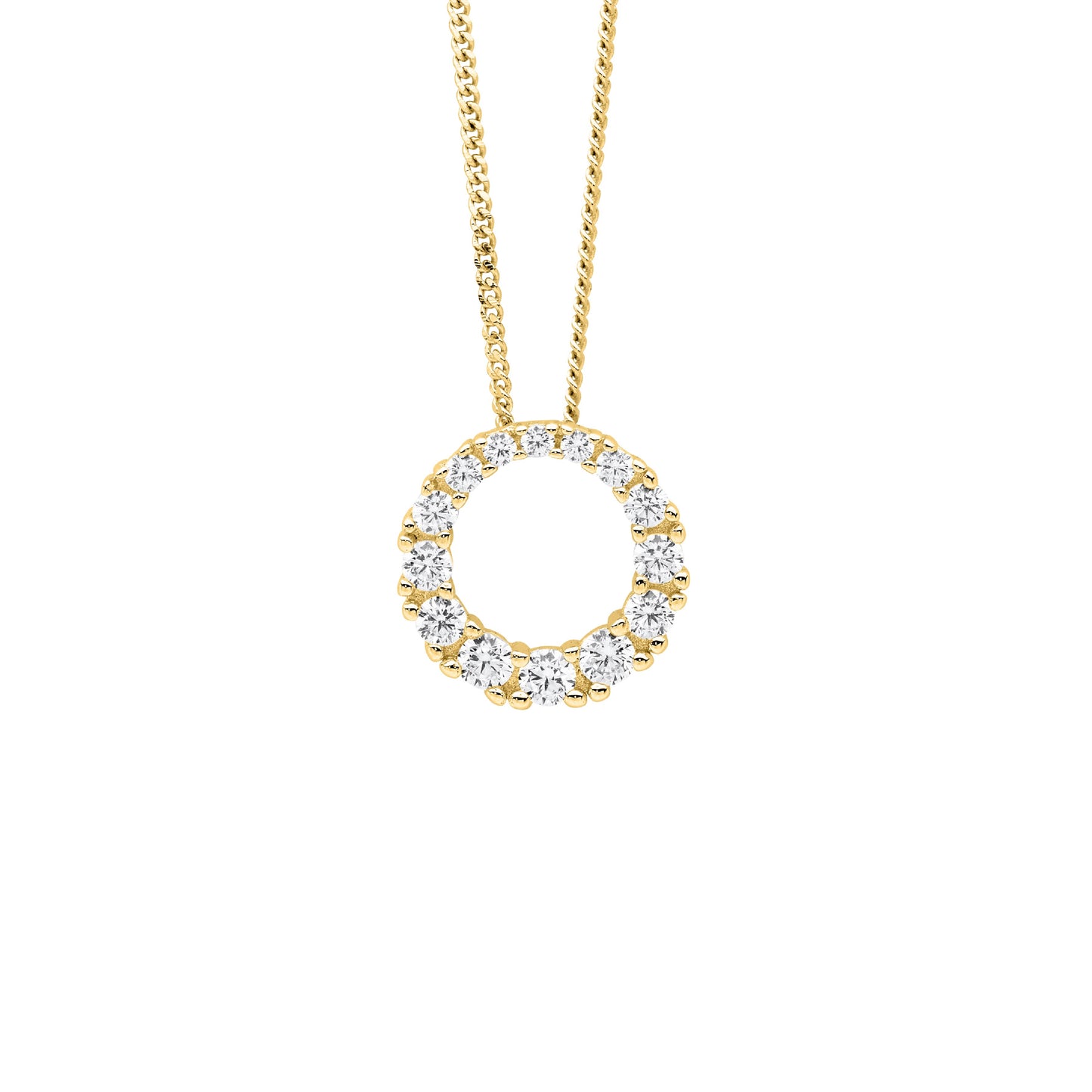 Yellow Open Circle Graduated CZ Necklace