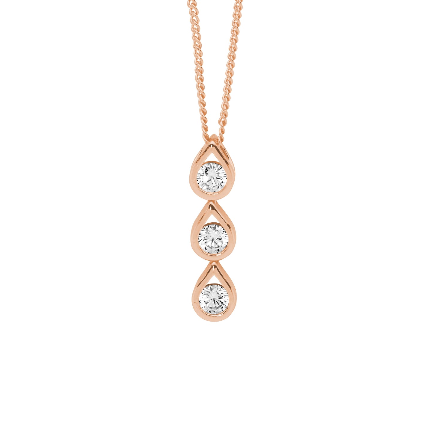 Rose 3 Teardrop Necklace