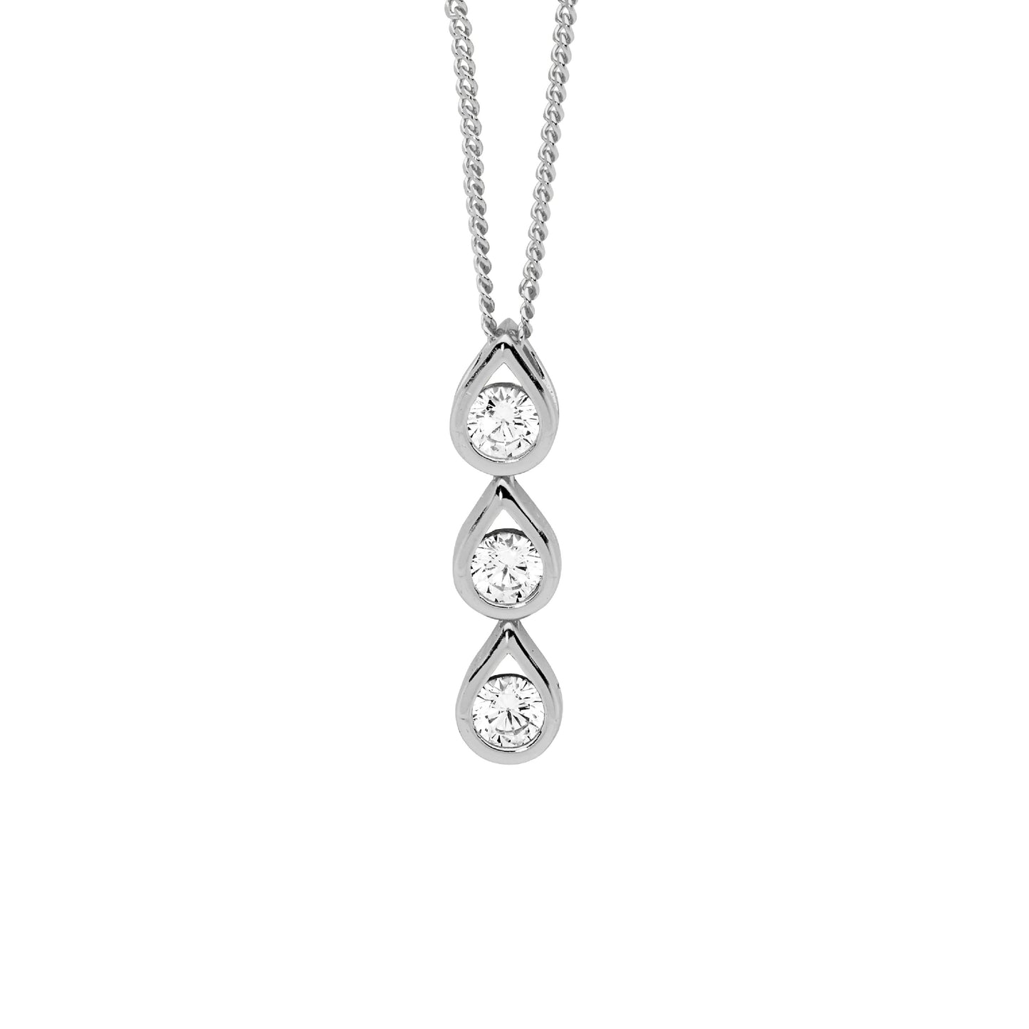 Silver 3 Teardrop Necklace