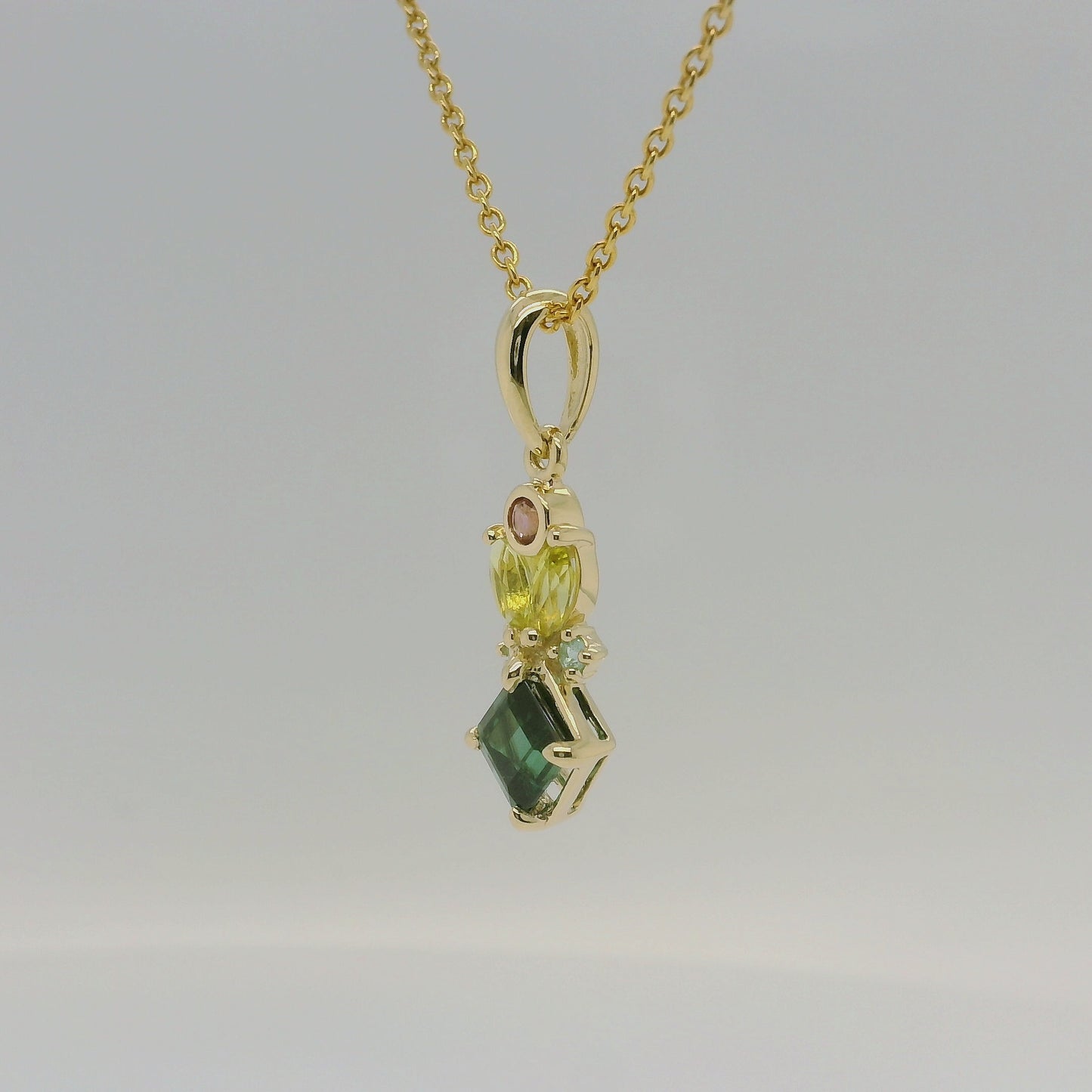 9ct Yellow Gold Multi-Coloured Tourmaline Pendant