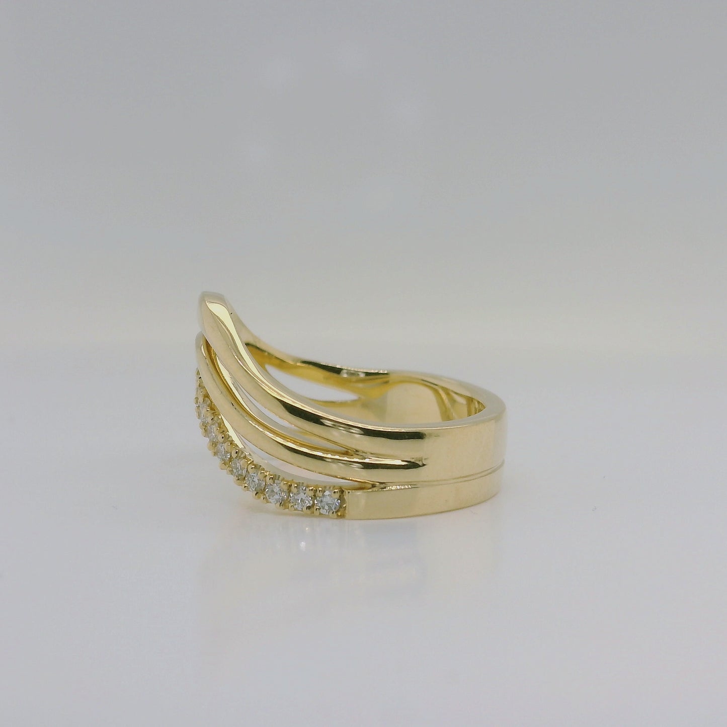 Mined Diamond Set Curved Ring