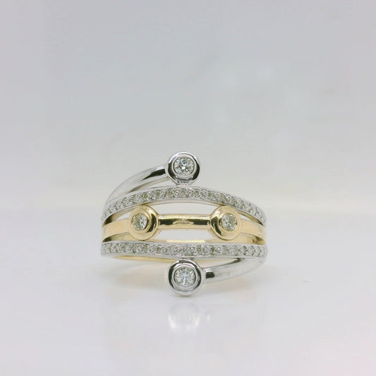 Two-Tone Diamond Crossover Ring