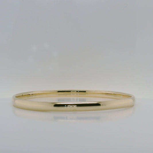 Handcrafted 4mm Wide Bangle - Gold