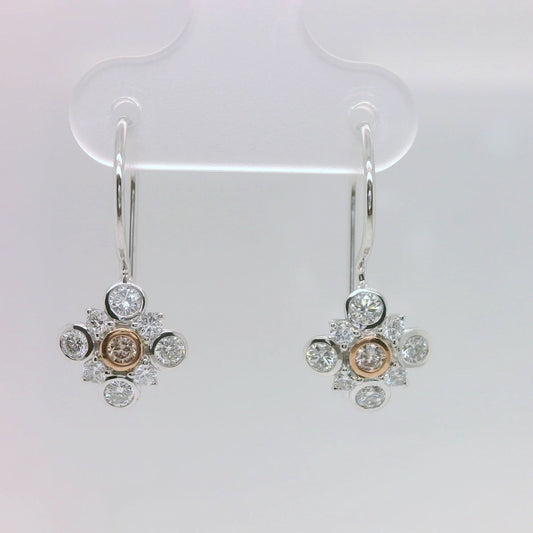 Pink Diamond Cluster Earrings