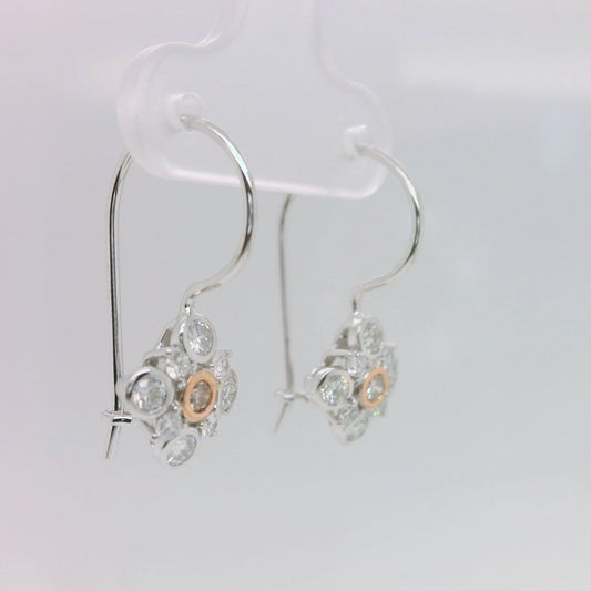 Pink Diamond Cluster Earrings