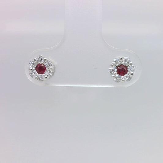 Ruby Cluster Stud Earrings