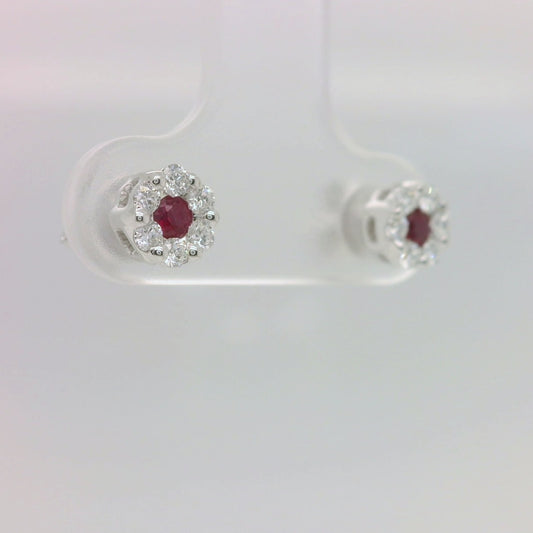 Ruby Cluster Stud Earrings